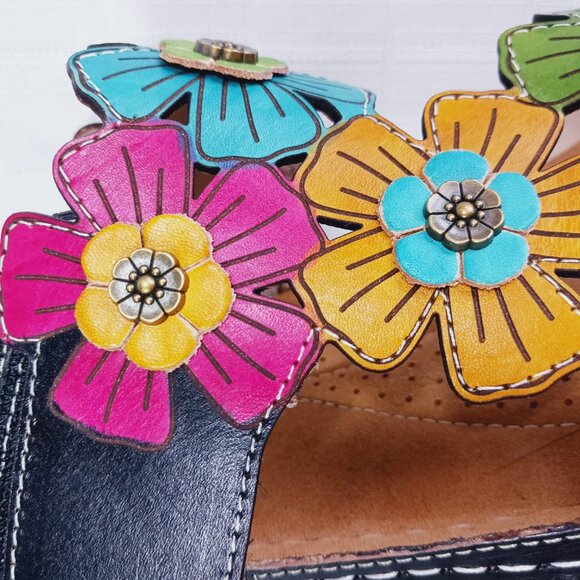 L’Artiste by Spring Step Colorful Floral Leather Sandals NWOT U.S. Size 10.5 - Picture 10 of 10